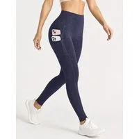 FemmeTone Highwaist Leggings Damen Sportleggings mit Handytasche, Yoga- & Laufhose Fitness-Tights mit Push-up-Effekt & poformender Passform