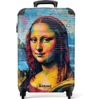 NoBoringSuitcases.com© Hartschalen-Trolley Bunte Mona Lisa im Graffiti-Stil 55x35x20cm, Reisetasche mit Rollen, Koffer Handgepäck Flugzeug