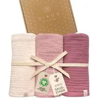 Babydecke Mulltücher 3er-SET gekreppt, Spucktuch 64x64 100% GOTS BIO-Baumwolle, DIKOS, PREMIUM Qualität atmungsaktiv, nachhaltig, plastikfrei, kuschelweich