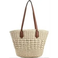 Bwecuy Strandtasche Damen, Große Handtasche Damen, Leichte Schultertasche Boho Shopper, Tasche, Sommer Tasche Geflochten, Einkaufstasche Beach Bag