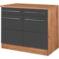 KOCHSTATION Unterschrank KS-Wien Breite 100 cm, 2 Türen, 2 Schubkästen, für viel Stauraum