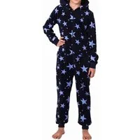 Normann Pyjama Mädchen Jumpsuit Overall Schlafanzug langarm in Sterne Optik