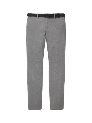 Tom Tailor - TTTRAVIS SLIM Chino Hose mit Gürtel white navy zig zag structure - Gr. - 34/32