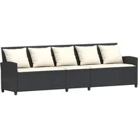vidaXL Gartenlounge-Set Gartensofa 5-Sitzer mit Kissen Schwarz Poly Rattan, (1-tlg)