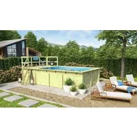Karibu Rechteckpool Massivholzpool kdi Schwimmbecken Gartenpool, Massivholz, witterungsbeständig, wetterfest