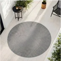 Teppium Teppich Skandinavischer 3D Design, Rund, Höhe: 5 mm, Indoor Outdoor Teppich Wetterfest 3D Optik Wohnzimmer Küchen Terrasse