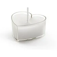 partydeco Teelicht, Teelichter Kerzen Wachs 2x4cm Herzen 10 Stück Weiß / Transparent