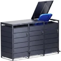 osoltus Mülltonnenbox Mülltonnenbox mit Pedal 3 Mülltonnen PedBox Anthrazit Alu verzinkt