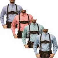 German Wear Trachtenhemd GW120x-SK Trachtenhemd mit Stehkragen für Trachtenlederhosen kariert