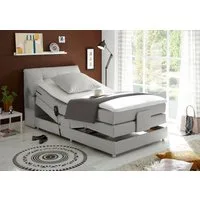 ED EXCITING DESIGN Boxspringbett Carpino wahlweise in den Breiten 120cm oder 180cm erhältlich, inkl. Motor, Stauraum im Kopfteil und Topper