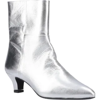 Hush Puppies Nahla Absatz Leder Damen Silberne Ankle Boots