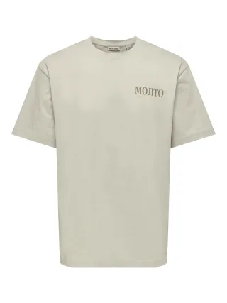 ONLY&SONS - ONSFRED LIFE RLX SS PRINT TEE NOOS Silver Lining - Gr. - S