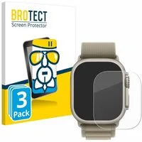 BROTECT Displayschutzglas Folie für Apple Watch Ultra 2 (49 mm), 3 Stück, Schutzfolie Glas Panzer Display Schutz klar