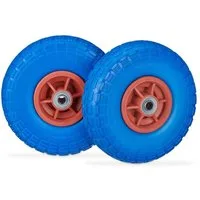 relaxdays Sackkarren-Rad Sackkarrenrad PU 2er Set 4.1/3.5-4 (2 St), Blau-Rot