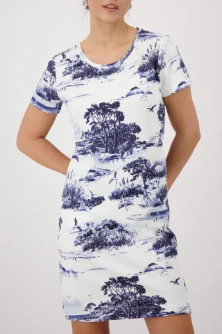 monari - Sweatkleid mit Print marine gemustert - Gr. - 42