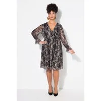 MIAMODA Jerseykleid Kleid A-Linie Mesh mit Alloverdruck Langarm