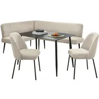 OTTO home Eckbankgruppe Melvin (Set, 4-tlg. Tisch, Bank und 2 Stühle), Taschenfederkern, Tisch (120x75cm) schwarz, Bank und Stühle anthrazit oder beige