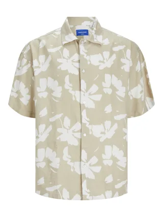 JACK&JONES - JORFARO LINEN AOP OVERSIZED SHIRT SS - Gr. - M