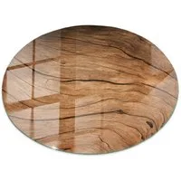 Tulup Tischplatte Oberplatte Tisch Glas Natürliches Holzmuster Couchtisch Glasplatte