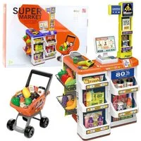 Wisam Kinder-Küchenset Kaufladen-Set: Kasse, Einkaufswagen, Scanner, Supermarkt
