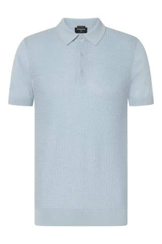 Strellson - Strick-Poloshirt mit Waffelstruktur blau - Gr. - L