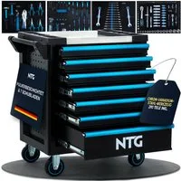 NTG Nutzfahrzeug Technik GmbH Werkzeugwagen 7 Schubladen 290-tlg abschließbar 7 Schubladen + auf Rollen, Blackline, max. Traglast:450 kg, 290-tlg. Werkzeugset, (290-tlg)