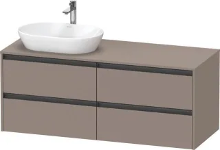 Duravit Ketho.2 Konsolenwaschtischunterbau wandhängend Basalt Matt 1400x550x568 mm - K24898L43430000 K24898L43430000
