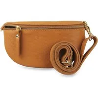 Frentree Umhängetasche Damen aus Echtleder, Made in Italy, Crossbody Schulter/Bauchtasche, mit goldenem Reißverschluss, verstellbarer Schulterriemen, Größe Mini