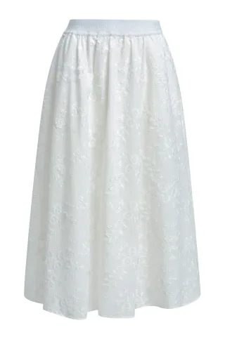 Milano Italy - midi skirt elastic wb white print - Gr. - 42