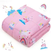 SiviO Gewichtsdecke Kinder Therapie-Bettdecke Weiche Kuschelige Bettdecke, für natürliche Erholung und Schlaf, 90x120cm,Rosa Einhorn, 2.3kg
