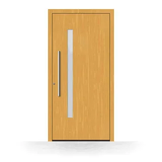 Haustür Holz, Fichtenholz, Fichte Hell 110, schmaler Glaseinsatz für Lichteinfall, 85 x 195 cm, Modell Zwickau, individuell konfigurieren