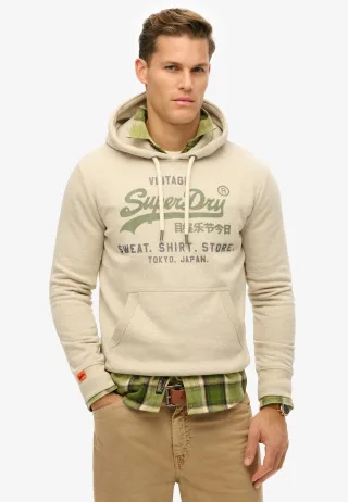 Superdry - Lässiges Vintage Logo Heritage Hoodie pelikanbeige meliert - Gr. - M
