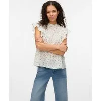 Vero Moda Blusenshirt VMTRINE SL LACE TOP WVN NOOS Baumwolle