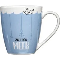 Ritzenhoff & Breker Becher Ritzenhoff Ahoi Kaffeebecher Zeit für Meer Blau 360ml Porzellan, 1-tlg., Porzellan