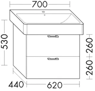 Burgbad Waschtischunterschrank Sys30 PG2 Echo 530x620x440 Eiche Dekor Merino, WXSZ062F2752 WXSZ062F2752