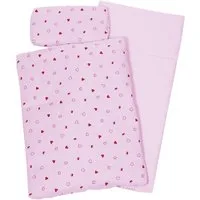 goki Puppen Bettwäsche Puppenbettzeug rosa/weiß Herz/Krone 3-teilig, (Set, 3-tlg., 1), mit Kopfkissen, Oberbett und Unterbett