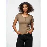 pieces Kurzarmshirt PCKITTE SS TOP NOOS BC Baumwollmischung, slim fit