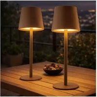 GLOBO LIGHTING LED Außen-Tischleuchte, LED-Leuchtmittel fest verbaut, Warmweiß, 2er Set Tischlampe Innen Außen dimmbar LED Tischleuchte Akku USB Kabel