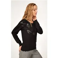 Passioni Strickpullover mit Strassstein-Motiv