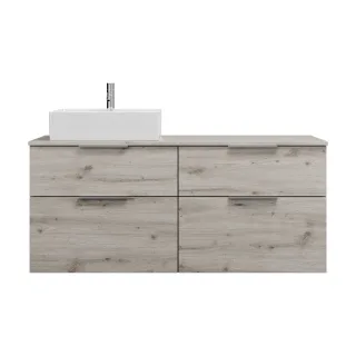 Burgbad Keramik Waschtisch-Set Eqio Eiche Dekor Silber/Alpinweiss, SGUS140LF6015C0001 SGUS140LF6015C0001