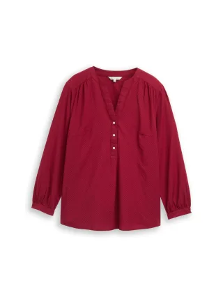 Tom Tailor - Plus Size - Bluse mit V-Ausschnitt rumba red - Gr. - 48
