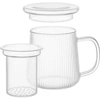 Goodwei Teeservice Teezubereiter aus Glas mit Filter und Deckel – Teetasse & Teekanne (1-tlg), 1 Personen, Borosilikatglas, handgearbeitet