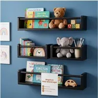 PEGSEN Deko-Wandregal Regal Set aus Echtholz Schweberegal für Deko Kinderzimmer, Set 4-tlg., flexibel kombinierbar