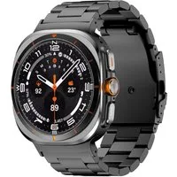 Wigento Smartwatch-Armband Metall Titan-Legierung für Samsung Galaxy Watch Ultra 47mm Schwarz, Titanlegierung Armband, verstellbare Länge, schweiß- und wasserfest.