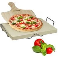 relaxdays Pizzastein Set 3 cm, Cordierit, (4-St)
