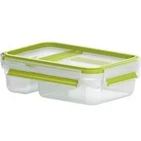 CLIP & GO Joghurtbox 0,6 Liter, Lunch-Box hellgrün/transparent, mit "Knick-Ecke" und Deckel