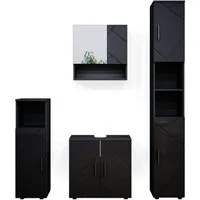 Vicco Badmöbel-Set Irma, Anthrazit Hochglanz, 4 Teile, mit Hochschrank, (4-er Set, 4-St., 4er Set)