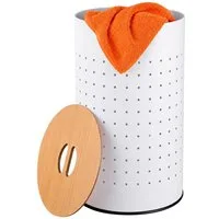 relaxdays Wäschekorb Weißer Wäschekorb mit Deckel, 50 L