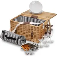 CampFeuer Picknickkorb 4 Personen mit Serviertisch und Geschirr-Set, 25-teilig, Weidenkorb (25 St)