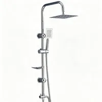 wohnTRAUM24 Stangenbrause-Set Duschsystem Edelstahl Brausegarnitur mit Handbrause Dusche, Regendusche mit quadratischem Duschkopf 20x20cm